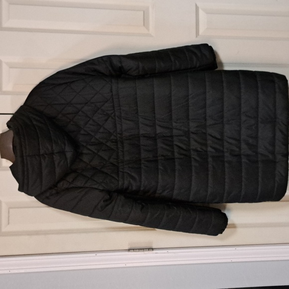 Fabletics Quilted Black Hooded Coat - Picture 2 of 4
